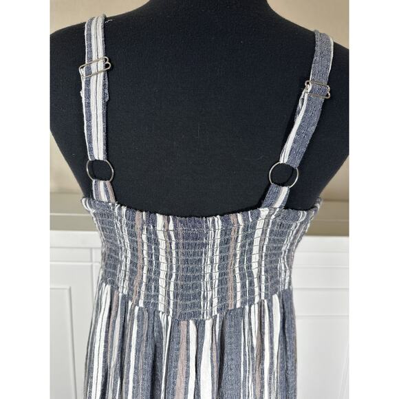 Angie Striped Tiered Sleeveless Maxi Dress Size M Boho Denim Summer Sundress - Picture 7 of 12